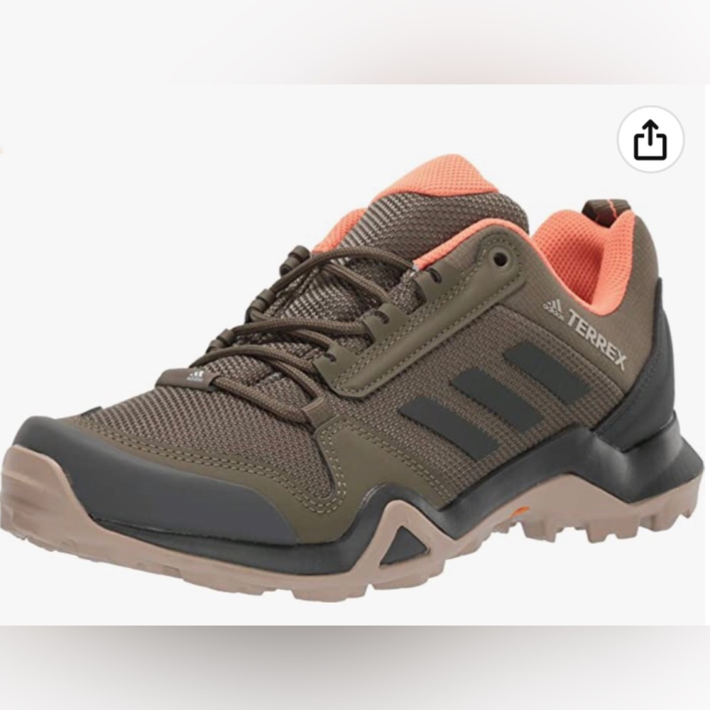 Women's ADIDAS TERREX AX3 Hiking Shoes SZ 6 NIB Waterproof Green/Coral/Beige